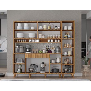 Zenit Kahve Köşesi Çok Amaçlı Dolap Kiler Mutfak Dolabı Ceviz 200cm - Montaj Dahil