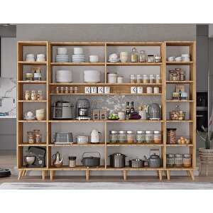 Della Kahve Köşesi Çok Amaçlı Dolap Kiler Mutfak Dolabı Çam Beyaz 240cm - Montaj Dahil