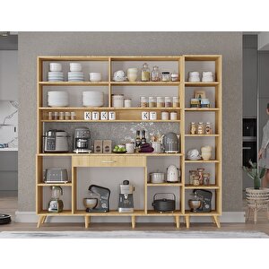 Zenit Kahve Köşesi Çok Amaçlı Dolap Kiler Mutfak Dolabı Meşe 175cm - Montaj Dahil