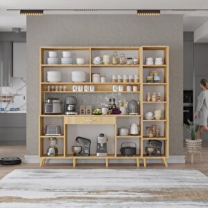 Zenit Kahve Köşesi Çok Amaçlı Dolap Kiler Mutfak Dolabı Meşe 175cm - Montaj Dahil