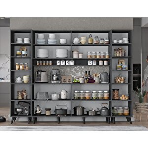 Della Kahve Köşesi Çok Amaçlı Dolap Kiler Mutfak Dolabı Füme 210cm - Montaj Dahil