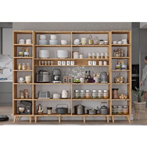 Della Kahve Köşesi Çok Amaçlı Dolap Kiler Mutfak Dolabı Çam 210cm - Montaj Dahil