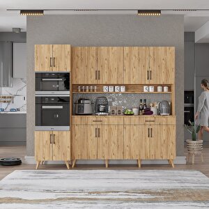 Lora Kahve Köşesi Çok Amaçlı Dolap Kiler Mutfak Dolabı Çam 200cm - Montaj Dahil