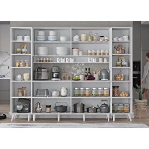 Della Kahve Köşesi Çok Amaçlı Dolap Kiler Mutfak Dolabı Beyaz 210cm - Montaj Dahil