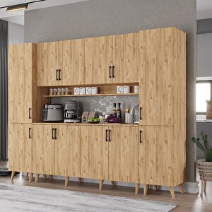 Della Kahve Köşesi Çok Amaçlı Dolap Kiler Mutfak Dolabı Çam 240cm - Montaj Dahil