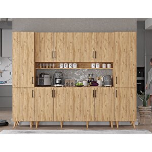 Della Kahve Köşesi Çok Amaçlı Dolap Kiler Mutfak Dolabı Çam 240cm - Montaj Dahil