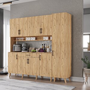 Zenit Kahve Köşesi Çok Amaçlı Dolap Kiler Mutfak Dolabı Çam 200cm - Montaj Dahil