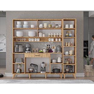 Zenit Kahve Köşesi Çok Amaçlı Dolap Kiler Mutfak Dolabı Çam 200cm - Montaj Dahil