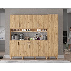 Zenit Kahve Köşesi Çok Amaçlı Dolap Kiler Mutfak Dolabı Çam 200cm - Montaj Dahil