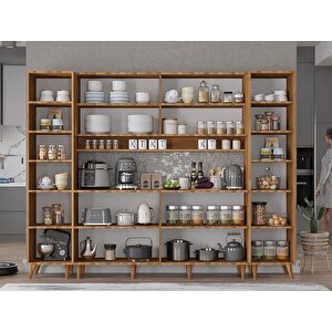 Della Kahve Köşesi Çok Amaçlı Dolap Kiler Mutfak Dolabı Ceviz 210cm - Montaj Dahil