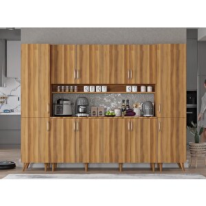 Della Kahve Köşesi Çok Amaçlı Dolap Kiler Mutfak Dolabı Ceviz 240cm - Montaj Dahil