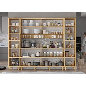 Della Kahve Köşesi Çok Amaçlı Dolap Kiler Mutfak Dolabı Meşe 240cm - Montaj Dahil