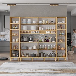 Della Kahve Köşesi Çok Amaçlı Dolap Kiler Mutfak Dolabı Meşe 240cm - Montaj Dahil