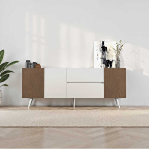 Milano 3 Kapaklı 2 Çekmeceli Konsol Vizon-zebra 210x80x44 Cm