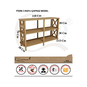 Fiore 3 Raflı – Mdf Lam Raf Ünitesi | Mutfak | Balkon | Ofis Için Uygun Demonte Kolay Kurulum