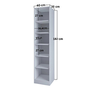 Lucas Tek Kapılı 6 Raflı Çok Amaçlı Dolap