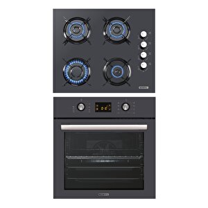 Antrasit 2\\\'li Ankastre Cam Set(fırın Ve Ocak)