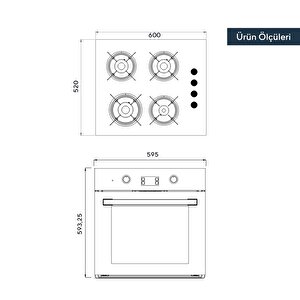 Antrasit 2\\\'li Ankastre Cam Set(fırın Ve Ocak)