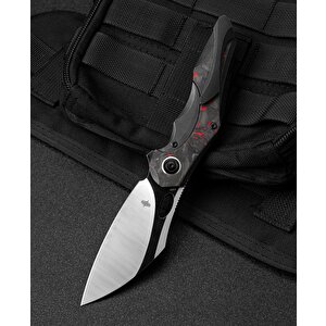 Bestech Nogard Bt2105d Titanyum+siyah Kırmızı Mermer Karbon Fiber Kakma Sap M390 Çelik Çakı