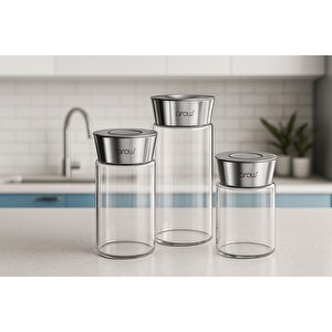 İnoxy 3'lü Kavanoz Seti