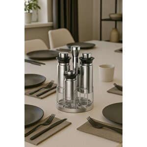 Perry Standlı 4 Parça Baharatlık-yağlık Seti