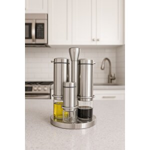 Anise Standlı 4 Parça Baharatlık-yağlık Seti