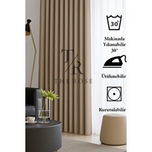 Bej Blackout, Işık Geçirmez, Karartma Perde, Pilesiz, Lüks, A+ Kalite, Tek Kanat, Güneşlik 270x180 cm