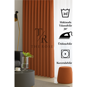 Kiremit Blackout, Işık Geçirmez, Karartma Perde, Pilesiz, Lüks, A+ Kalite, Tek Kanat, Güneşlik 200x220 cm