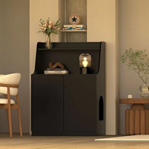 Petlebi Kedi Tuvalet Dolabı – Çok Amaçlı Kedi Mobilyası - Siyah Siyah