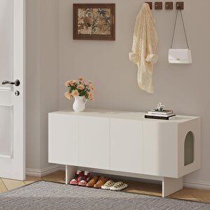 Felix Kedi Tuvalet Mobilyası – Çok Amaçlı Kedi Mobilyası - Beyaz Beyaz