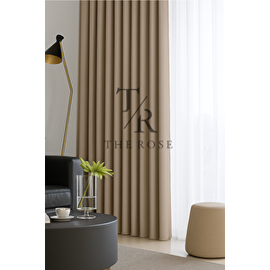 Bej Blackout, Işık Geçirmez, Karartma Perde, Pilesiz, Lüks, A+ Kalite, Tek Kanat, Güneşlik 250x250 cm 