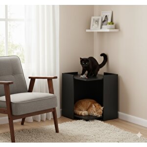 Milobox Komodin – Çok Amaçlı Kedi Mobilyası - Siyah Siyah