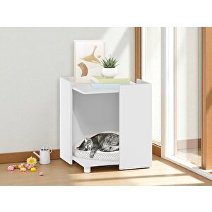 Milobox Komodin – Çok Amaçlı Kedi Mobilyası - Beyaz Beyaz