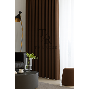 Kahverengi Blackout, Işık Geçirmez, Karartma Perde, Pilesiz, Lüks, A+ Kalite, Tek Kanat, Güneşlik 170x270 cm