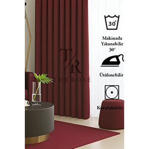 Bordo Blackout, Işık Geçirmez, Karartma Perde, Pilesiz, Lüks, A+ Kalite, Tek Kanat, Güneşlik 100x170 cm