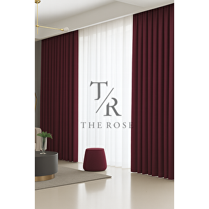 Bordo Blackout, Işık Geçirmez, Karartma Perde, Pilesiz, Lüks, A+ Kalite, Tek Kanat, Güneşlik 300x230 cm