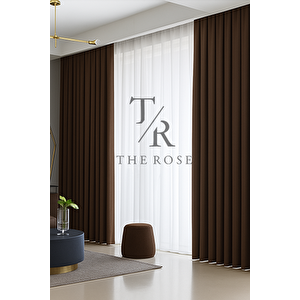 Kahverengi Blackout, Işık Geçirmez, Karartma Perde, Pilesiz, Lüks, A+ Kalite, Tek Kanat, Güneşlik 350x170 cm