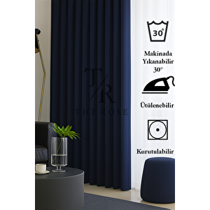 Lacivert Blackout, Işık Geçirmez, Karartma Perde, Pilesiz, Lüks, A+ Kalite, Tek Kanat, Güneşlik 150x260 cm