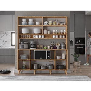 Nora Kahve Köşesi Çok Amaçlı Dolap Kiler Mutfak Dolabı Çam Beyaz 140cm - Montaj Dahil