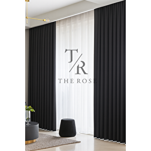 Antrasit Blackout, Işık Geçirmez, Karartma Perde, Pilesiz, Lüks, A+ Kalite, Tek Kanat, Güneşlik 350x260 cm