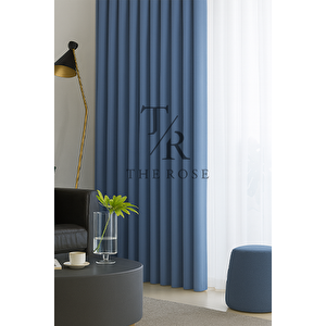 İndigo Mavi Blackout, Işık Geçirmez, Karartma Perde, Pilesiz, Lüks, A+ Kalite, Tek Kanat, Güneşlik 320x190 cm