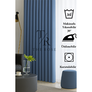 İndigo Mavi Blackout, Işık Geçirmez, Karartma Perde, Pilesiz, Lüks, A+ Kalite, Tek Kanat, Güneşlik 320x190 cm