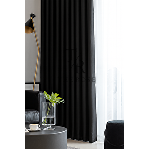 Siyah Blackout, Işık Geçirmez, Karartma Perde, Pilesiz, Lüks, A+ Kalite, Tek Kanat, Güneşlik 150x290 cm