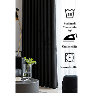 Siyah Blackout, Işık Geçirmez, Karartma Perde, Pilesiz, Lüks, A+ Kalite, Tek Kanat, Güneşlik 450x190 cm