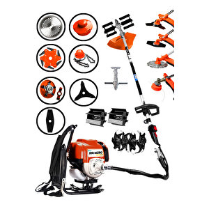 4x4 Bahçe Seti 2 Zamanlı Sırt Tipi Benzinli Motorlu Tırpan Ot Çim Çayır Biçme Kesme Makinesi