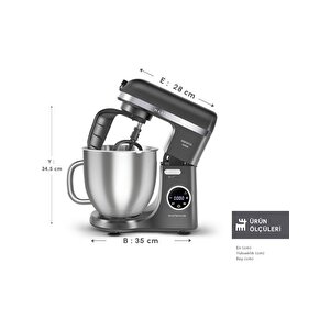 Mastermaid Chef Ultra D2000w Dijital Ekranlı Hamur Yoğurma Makinesi Shadow Gray 7l