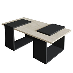 Matris Modern Orta Sehpa – Geometrik Tasarım Ve Şık Detaylar, Traverten/antrasit