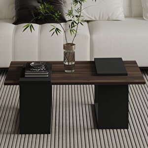 Matris Modern Orta Sehpa – Geometrik Tasarım Ve Şık Detaylar, Ceviz/antrasit Ceviz Antrasit