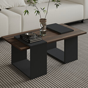 Matris Modern Orta Sehpa – Geometrik Tasarım Ve Şık Detaylar, Ceviz/antrasit Ceviz Antrasit