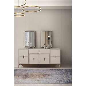 Ay Işığı Çekmeceli Dolaplı Aynasız Büfe Konsol 180x47x82cm